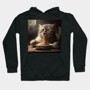 Funny design of a funny kitten who loves to eat Spaghetti Hoodie